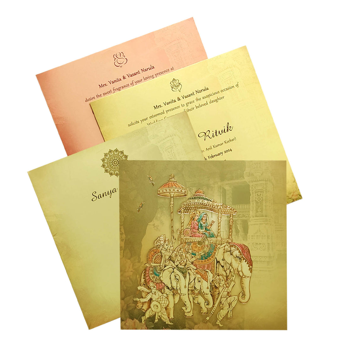 Mustard Elephant Invitation Card-KRC29580