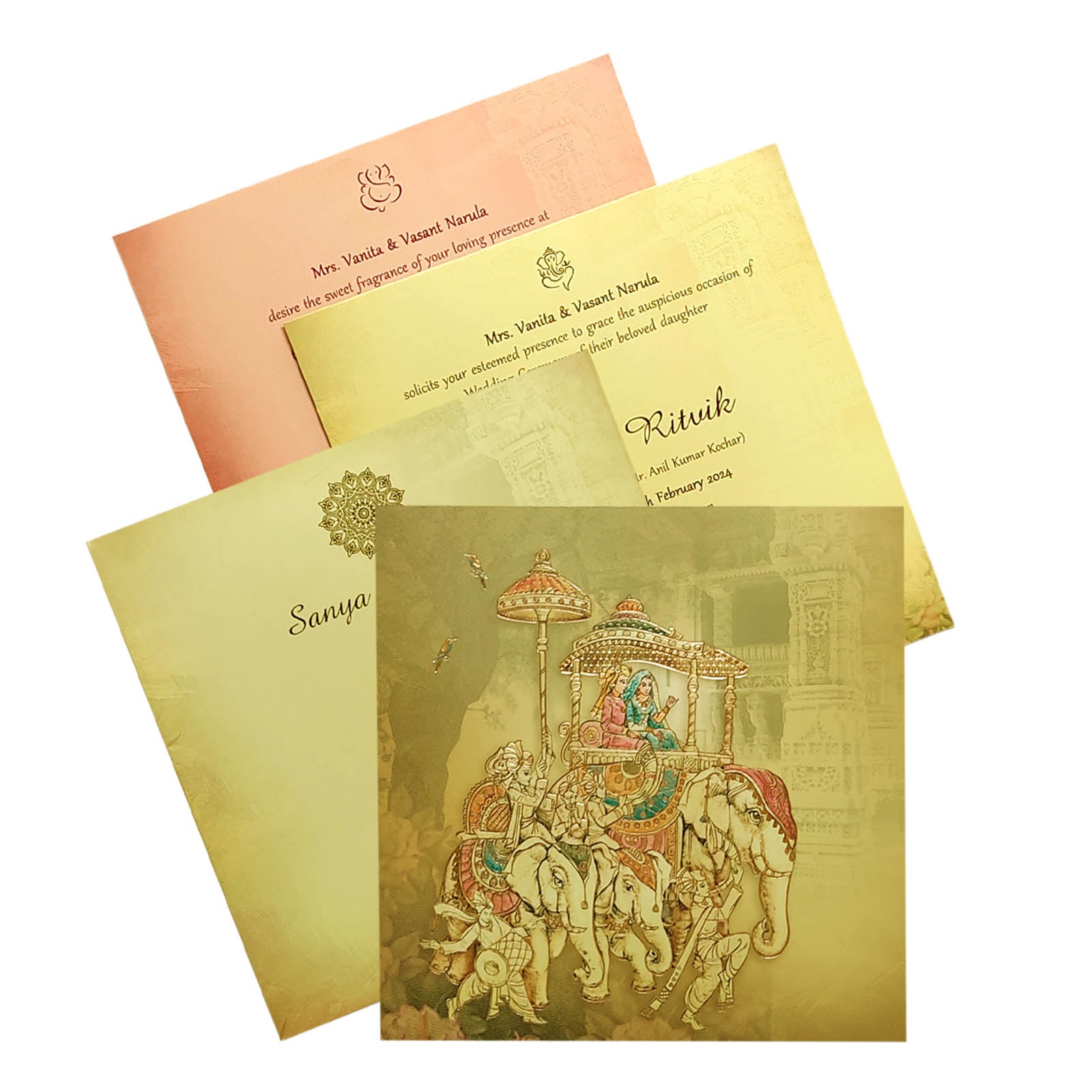 Mustard Elephant Invitation Card-KRC29580
