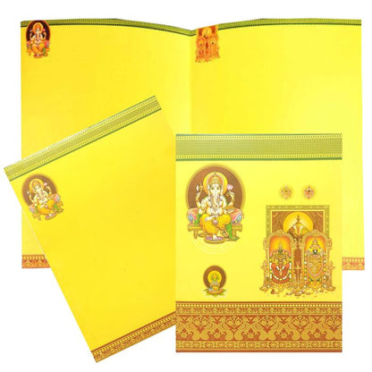 Yellow Traditional Offset Ganesha Balaji And Padmavathi Invitation-KNK4202-King of Cards