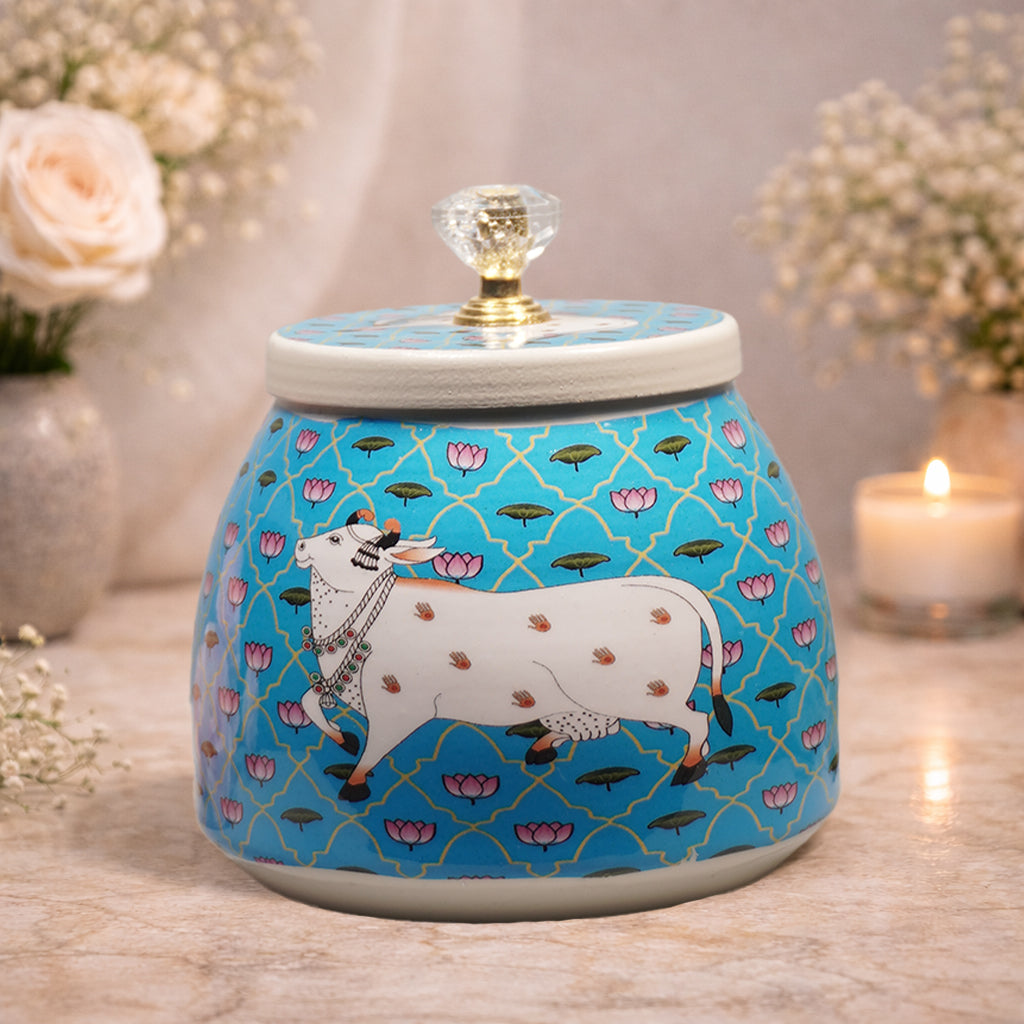 Check out Light Green Cow Decorative Small Jar at best price.✅WhatsApp Support ✅Express Delivery. | King of Cards.