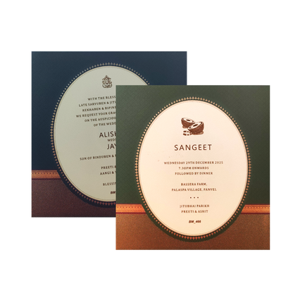 Royal Blue Border Wedding Card-KBM04660