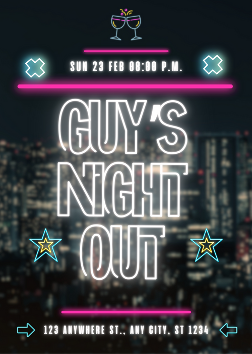 Black And White Guys Night Invitation-AAGYI001