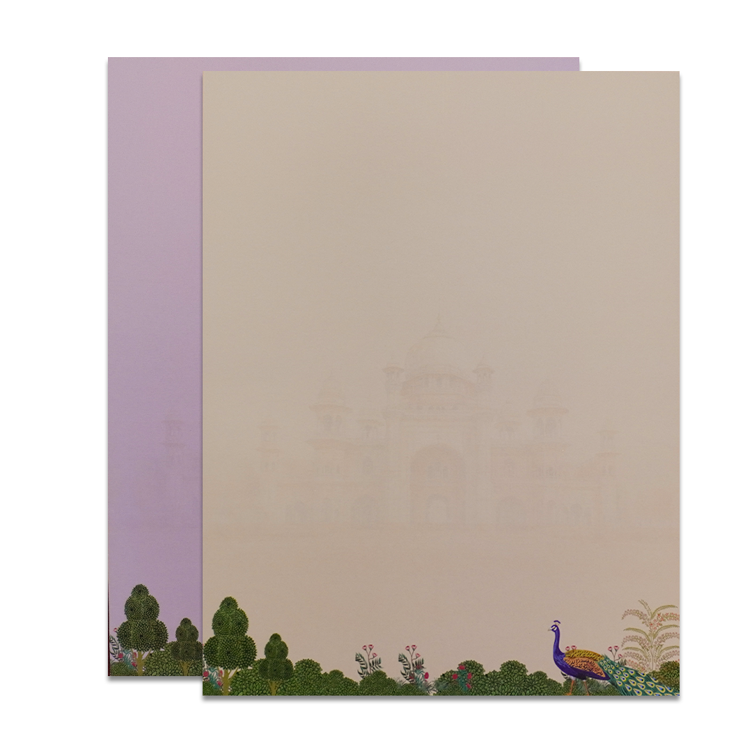 Cream Royal Palace Peacock Wedding Card-KNKJ1147