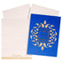 Selling White envelope with gold border blue wedding print cover invitation card online. Buying invitation cards made easy with King of Cards! ? Customer Support ? Home Delivery