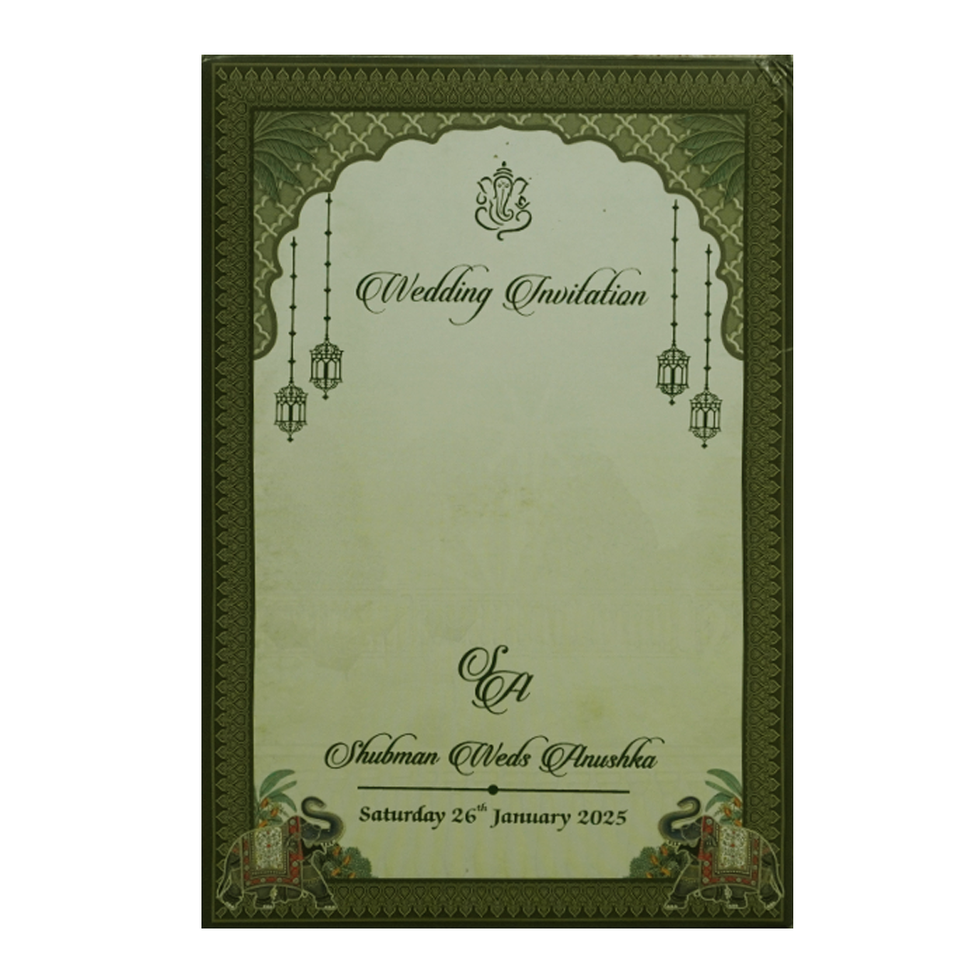 Green Padded Marriage Invitation Card-KRB8300