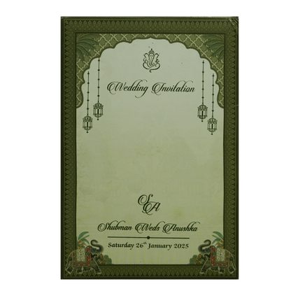 Green Padded Marriage Invitation Card-KRB8300