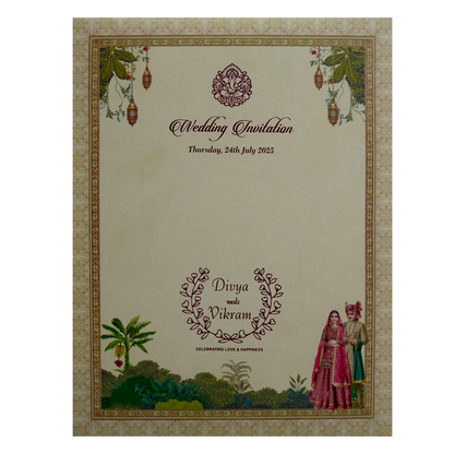 Cream Bride And Groom Wedding Card-KNMO9305
