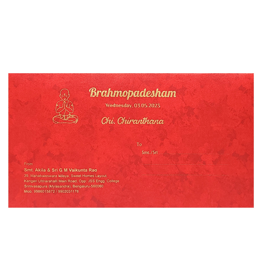 Red Brahmopadesham Invitation Card-KADS0001
