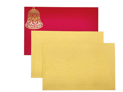 Red Ultra Premium Box Invitation Card With Bell In Gold Foiling-KNKUP044