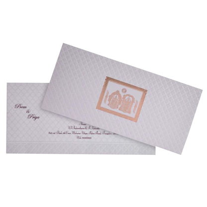 Pristine White Shading With Gold Foiling Balaji And Padhmavathi Wedding Card - KNK2521