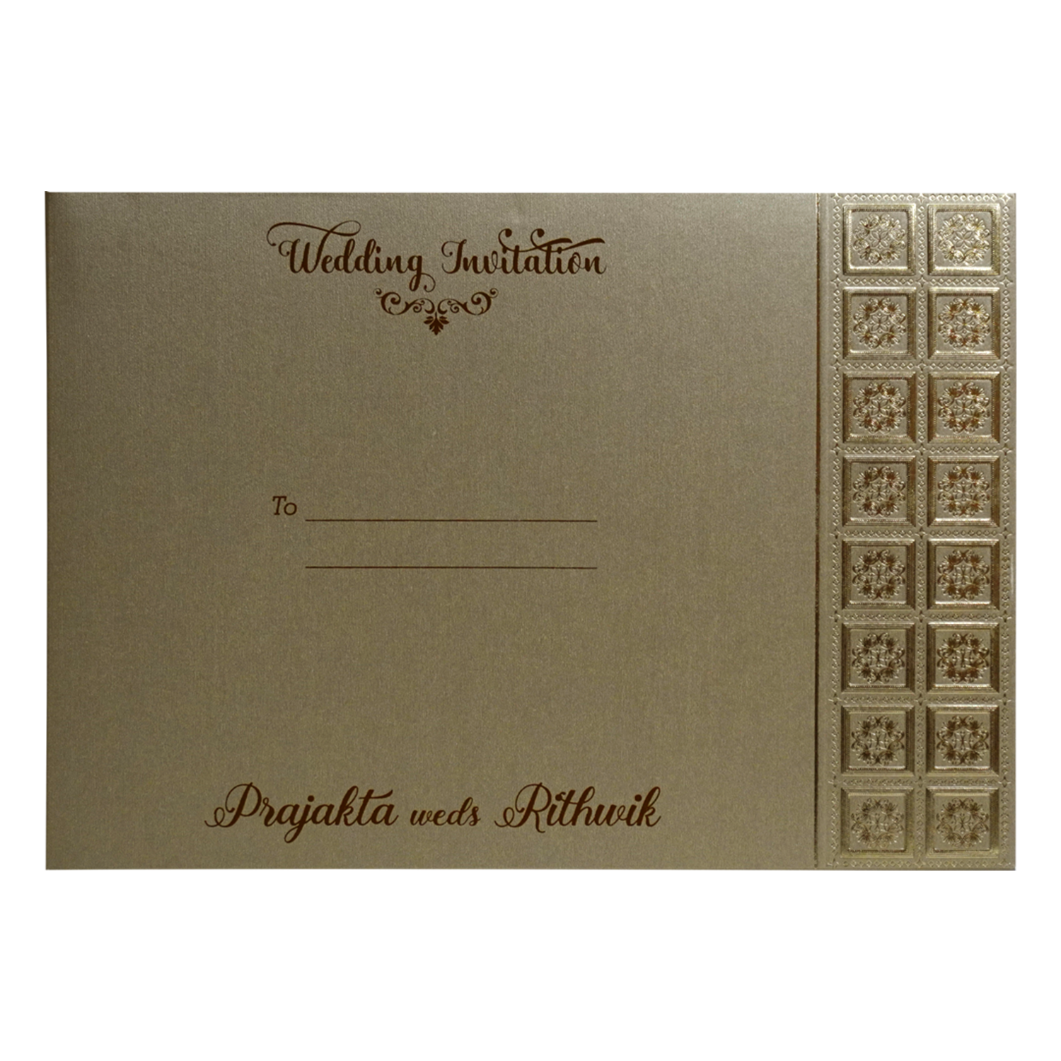 Metallic Light Brown Door Invitation-KSI12610