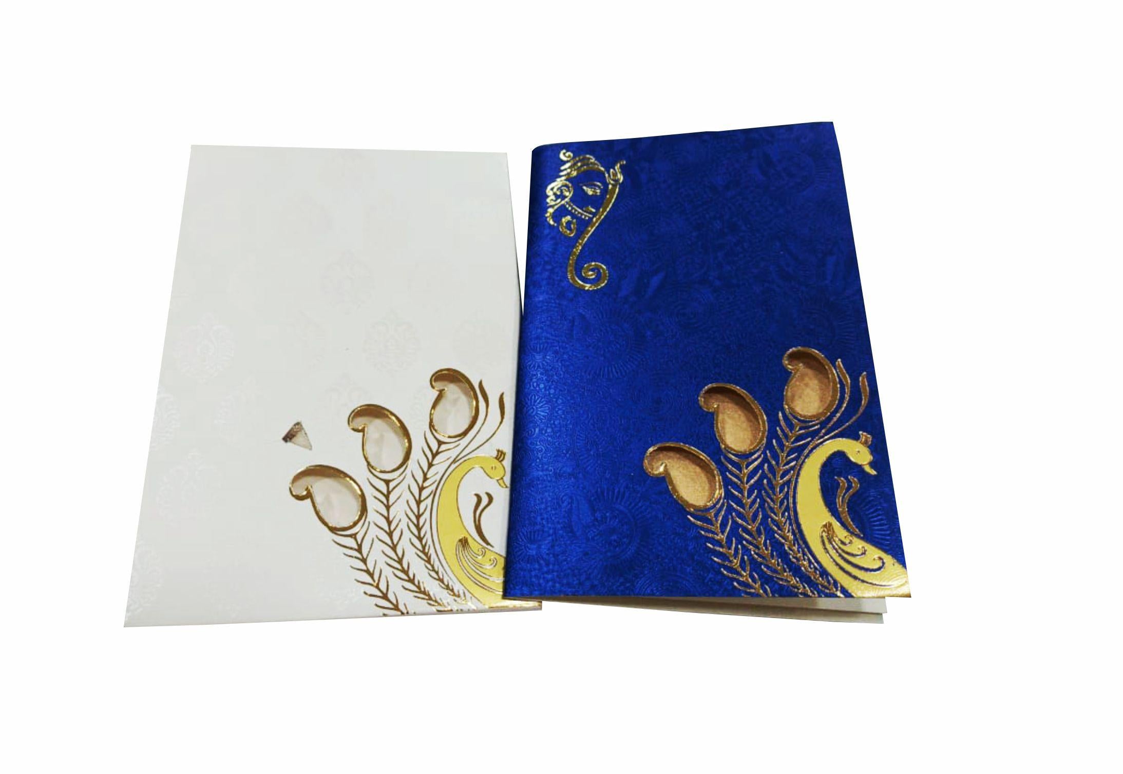 Blue Peacock Die Cut Card-XP029
