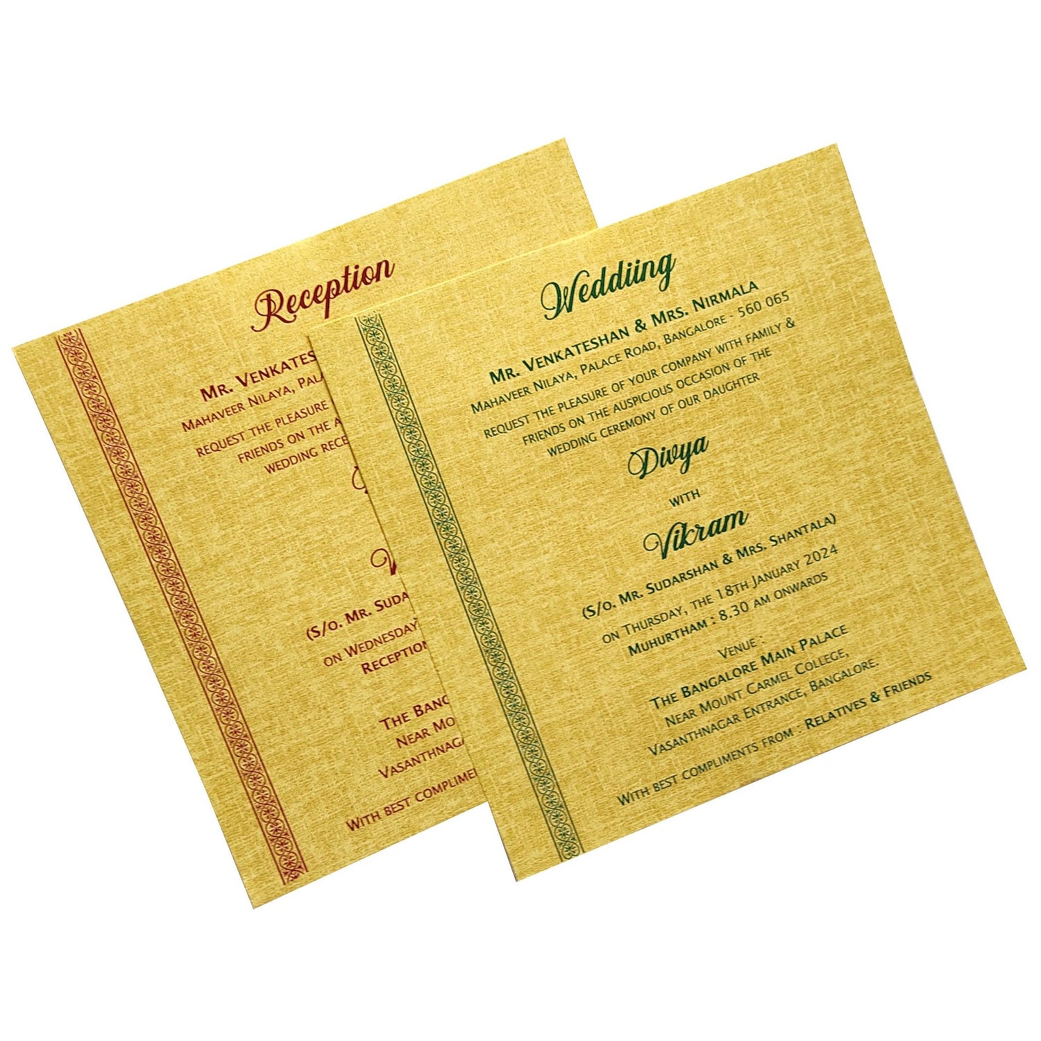 Gold Padded Invitation Card With Gold Foiling-KNPO5520N