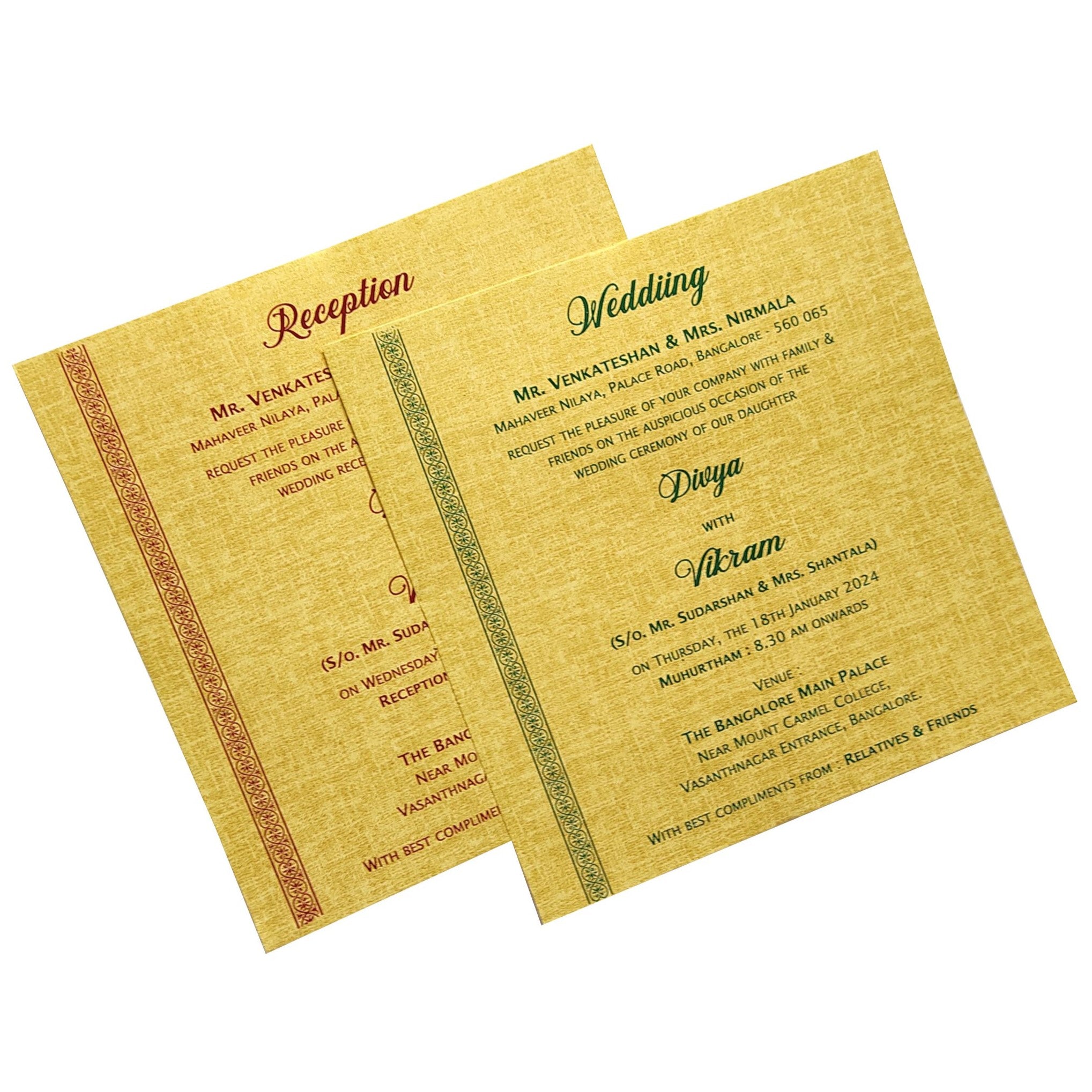 Gold Padded Invitation Card With Gold Foiling-KNPO5520N