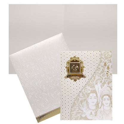 White Floral Design With Shiva Parvathi Images-KNJS2064