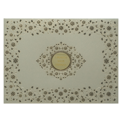 Check out Silver Floral Padded Wedding Card at best price. ✅WhatsApp Support ✅Express Delivery.|King of cards.