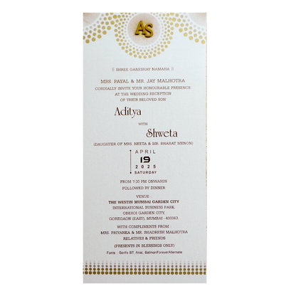 Silky White Single Wedding Card-KRCS7102