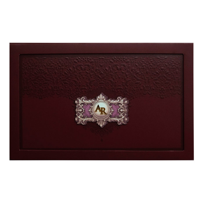 Maroon Premium Padded Wedding Invitation-King of Cards