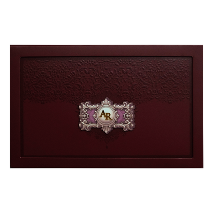 Maroon Premium Padded Wedding Invitation-King of Cards
