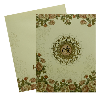 Light Ivory Floral Wedding Card-KPR09700