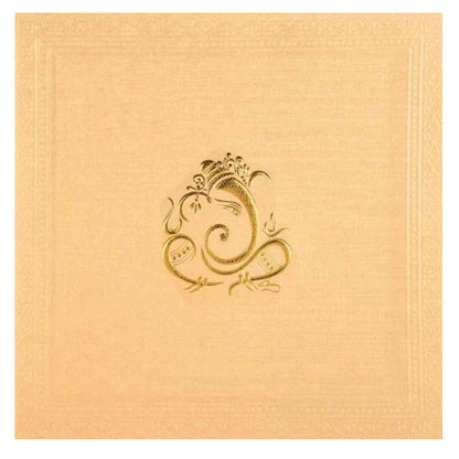 Perfect Cream Shading With Golden Ganesha Wedding Card - KNK43211