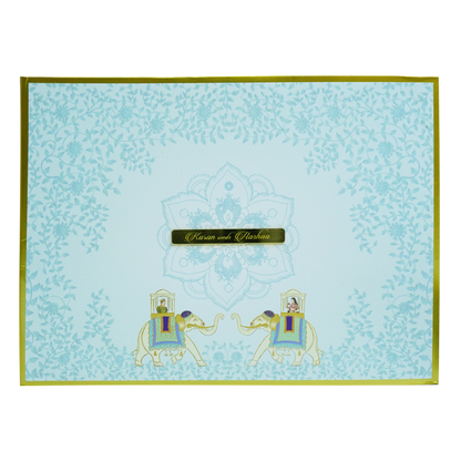 Blue Elephant Floral Wedding Invitation Card-King of Cards