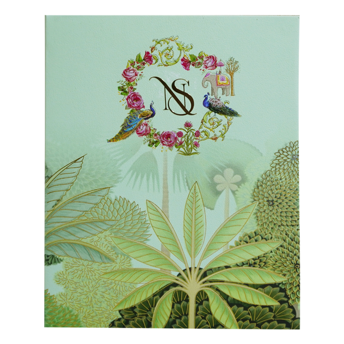 Green Padded Foiled Wedding Card-King of Cards