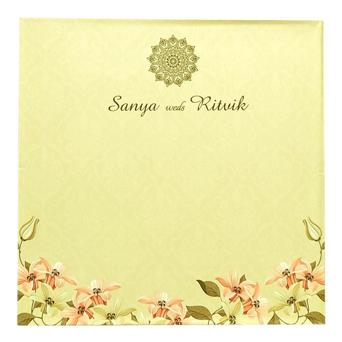 Cream Floral Wedding Card-King of Cards