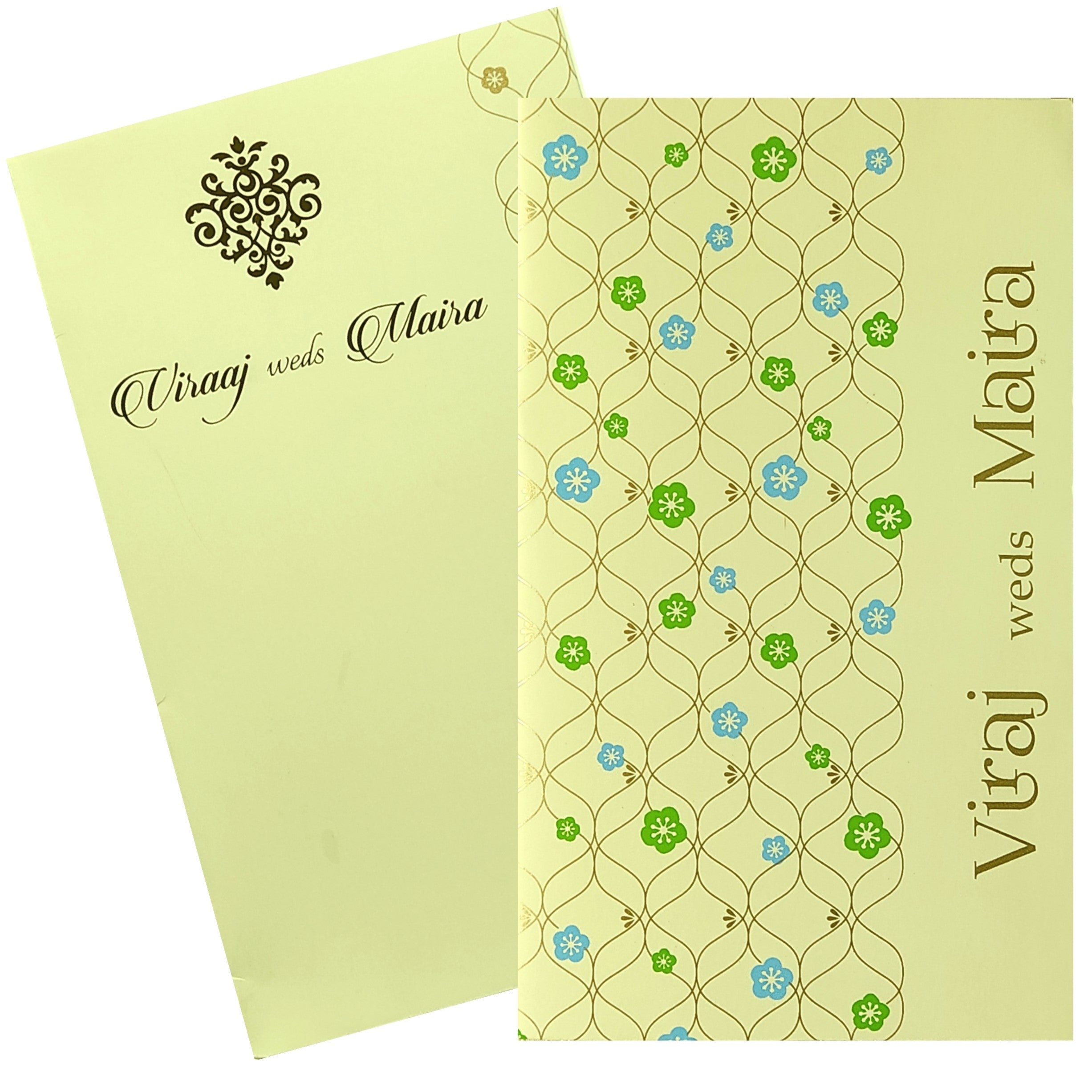 Cream Floral Invitation Card Design-KRC29882