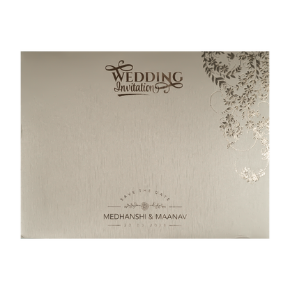 Grey Gold Padded Wedding Card-KSSC2110