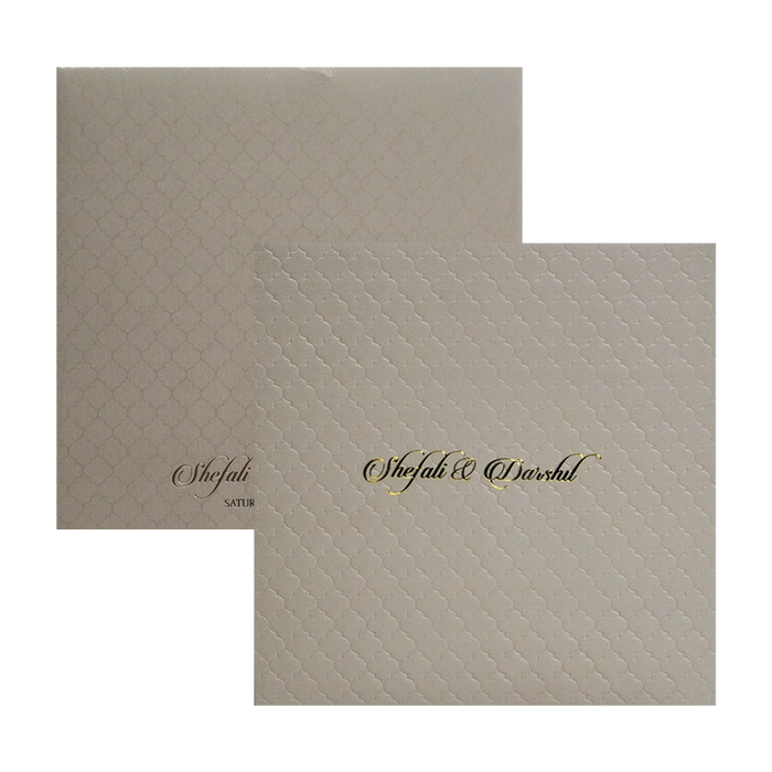 Light Brown Embossed Padded Invitation Card-King of Cards