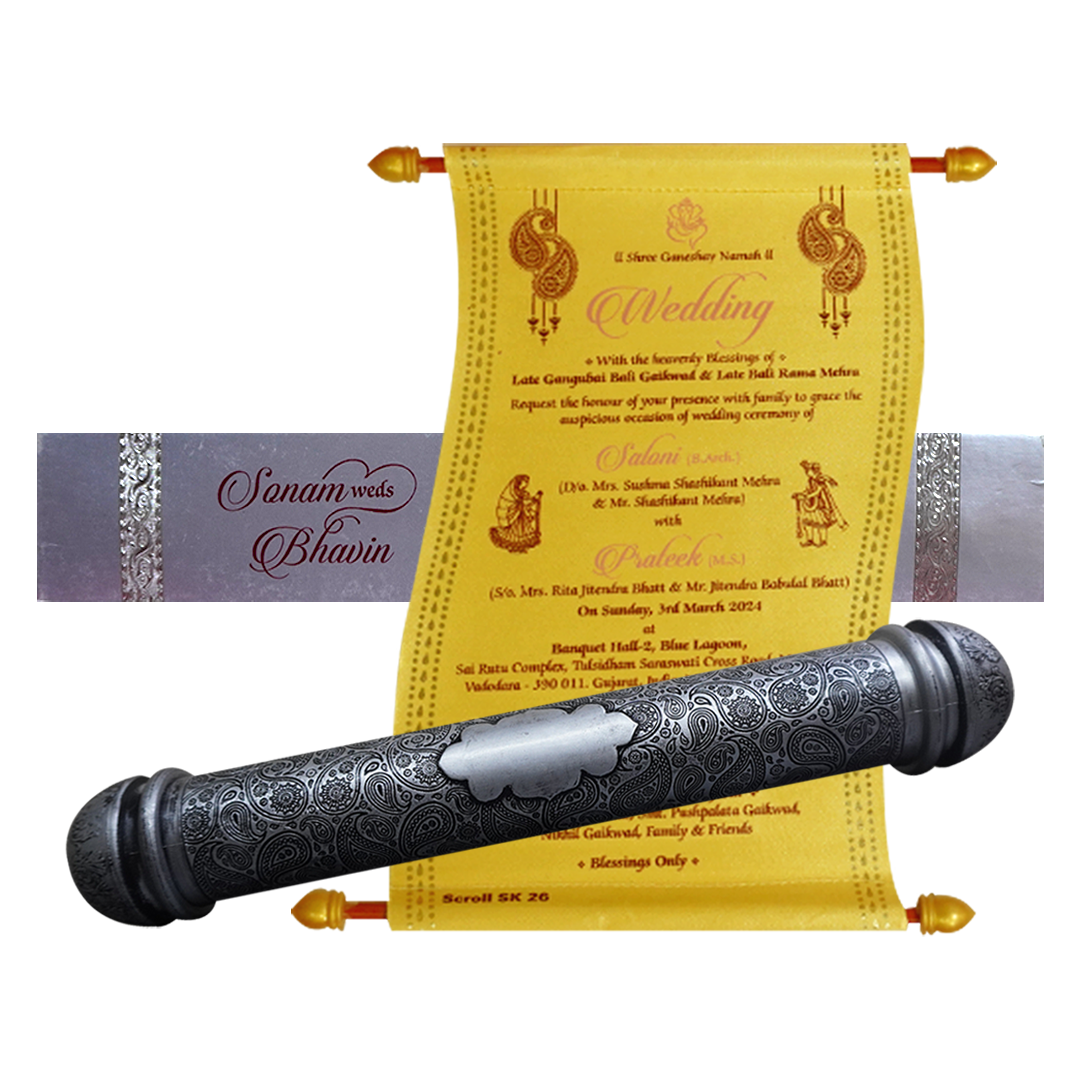 Silver Premium Scroll Invitation-KJTS0026