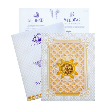 White Laser Cut Wedding Invitation Card-KNK7059W