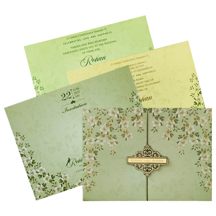 Green Floral Door Padded Marriage Card-King of Cards