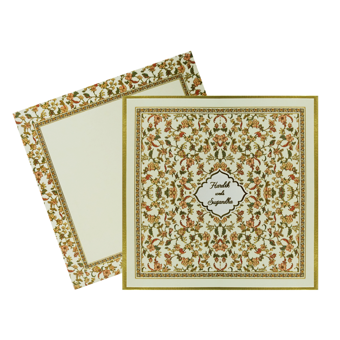 Lime Yellow Floral Padded Wedding Invitation-Kac05590