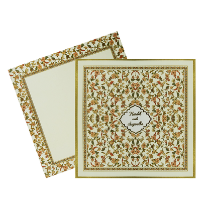 Lime Yellow Floral Padded Wedding Invitation-Kac05590