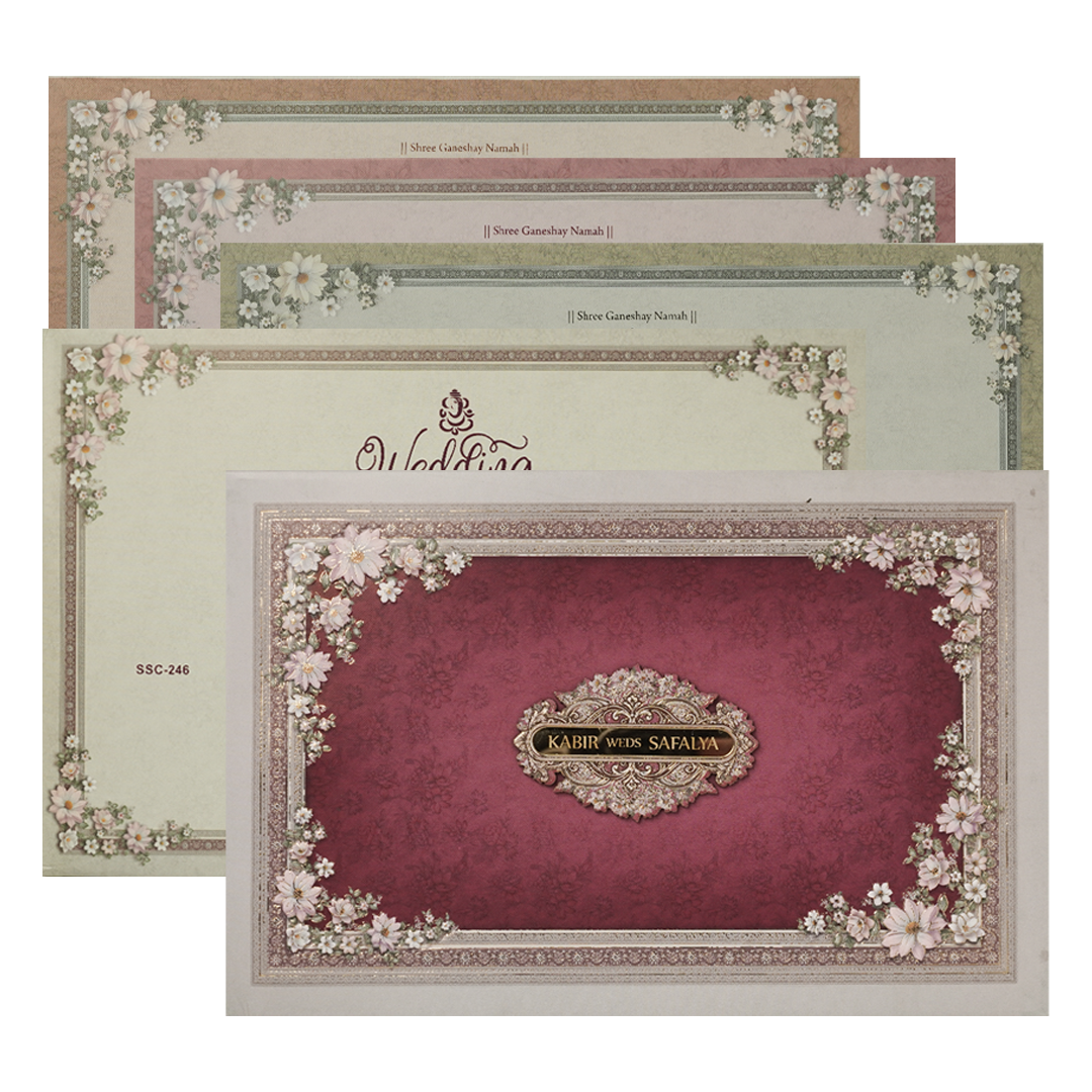 Check out Pink Floral Padded Wedding Card at best price.✅WhatsApp Support ✅Express Delivery.