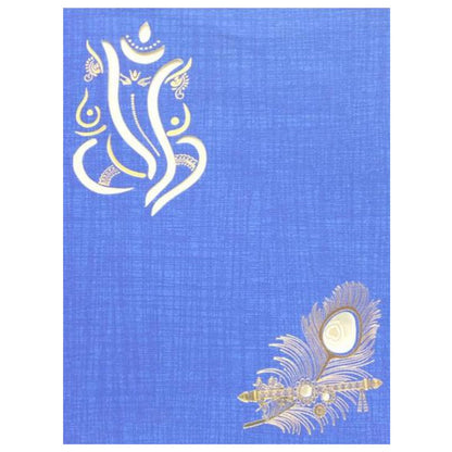 Fabulous Blue Shading With Ganesha Theme Wedding Card-KNK50082