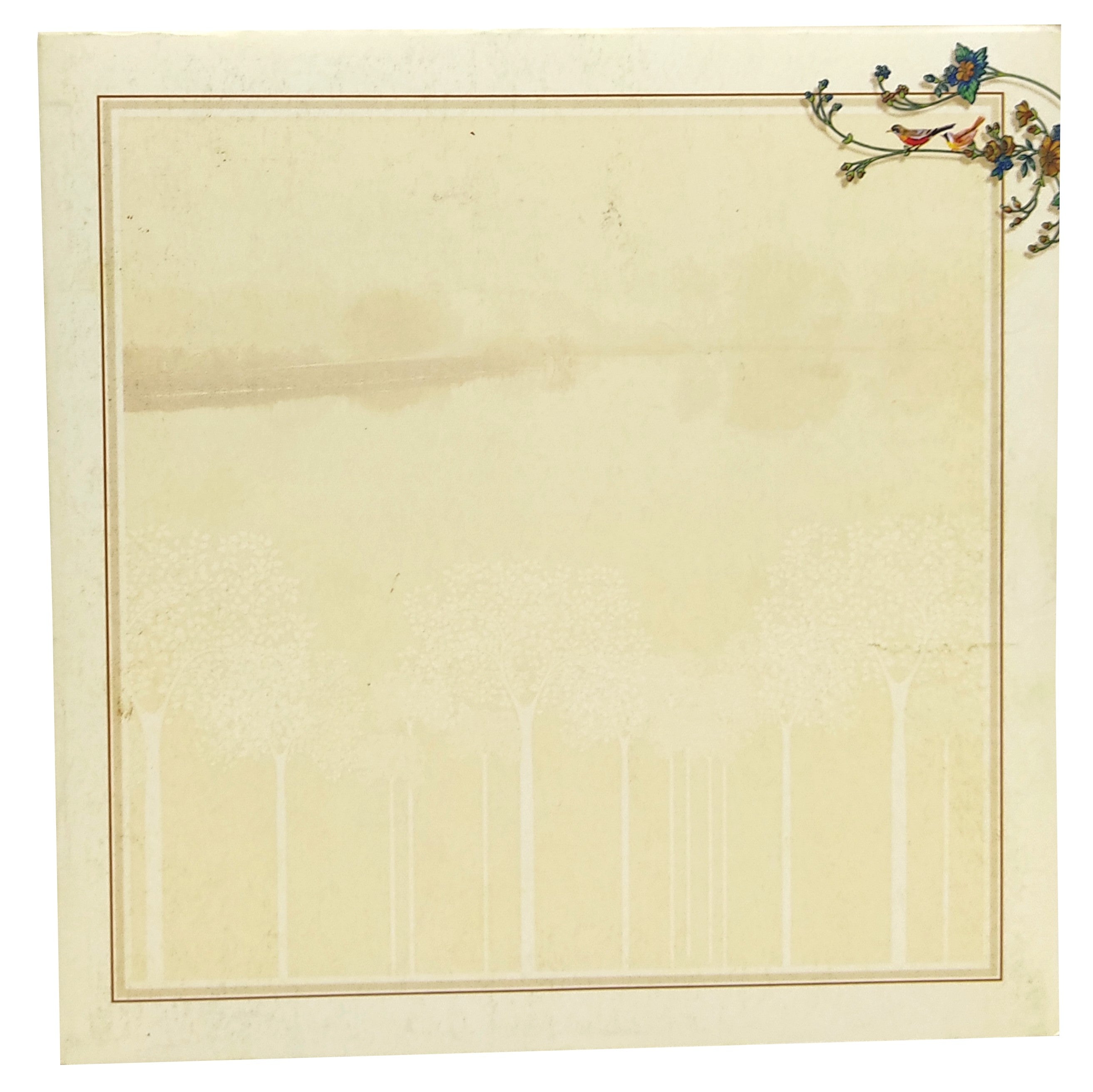 Cream Offset Scenery With Peacock Invitation Card-KNSN6702C