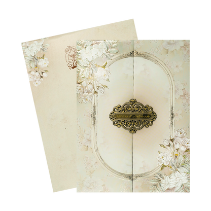 Check out Beige Floral Padded Wedding Card at best price. ✅WhatsApp Support ✅Express Delivery.|King of cards.