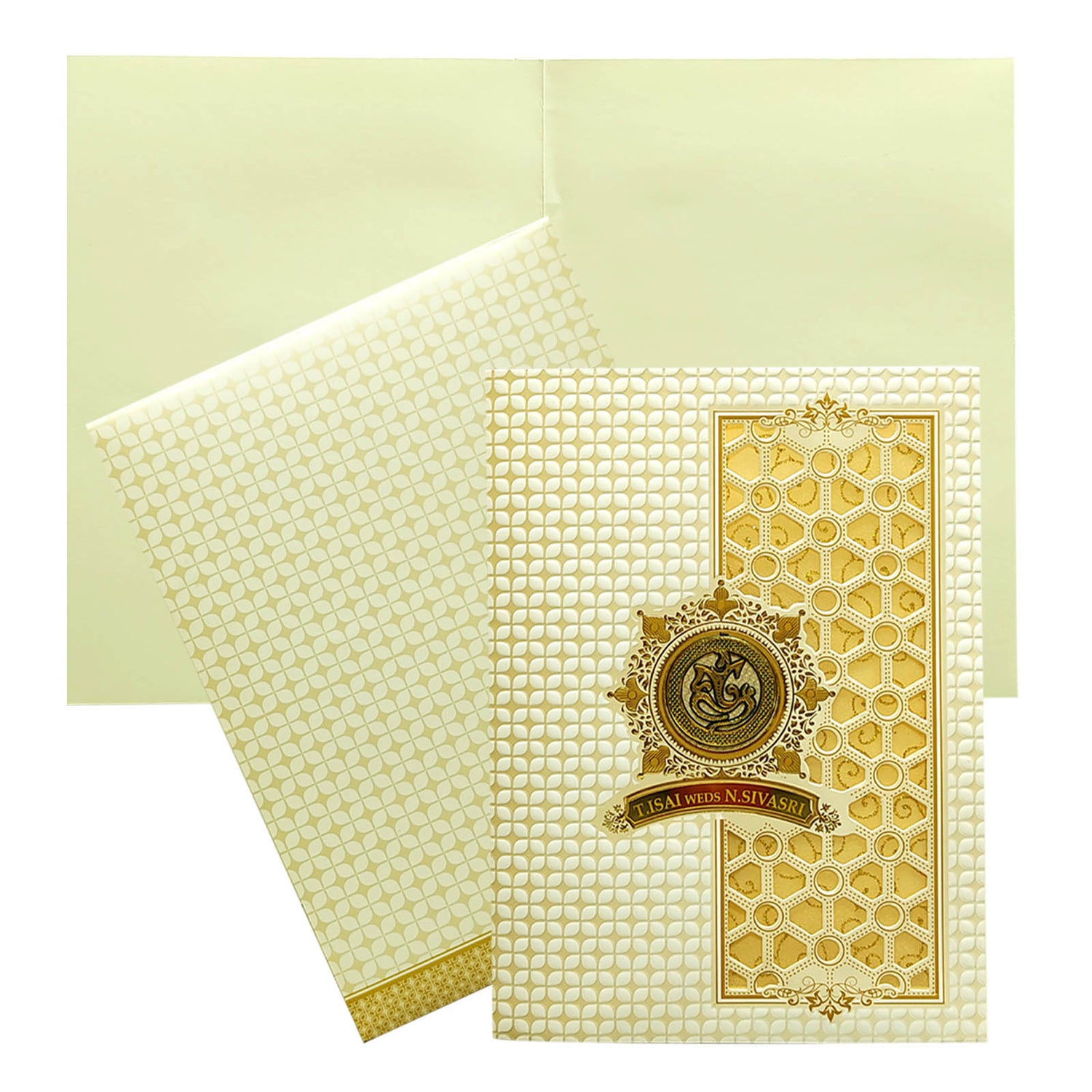 White Laser Cut Nameplate Invitation Card-KNK7062W