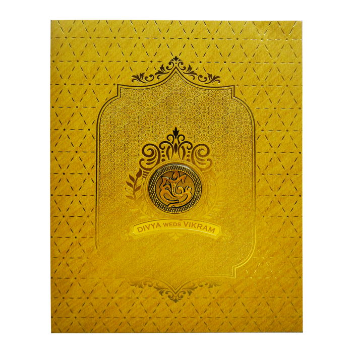 Mustard Yellow Ganesha Wedding Card-King of Cards