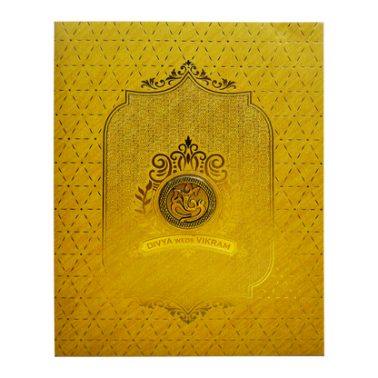 Mustard Yellow Ganesha Wedding Card-King of Cards