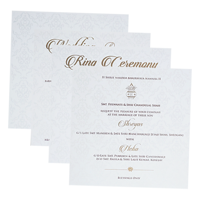 White Embossed Pattern Wedding Card-King of Cards