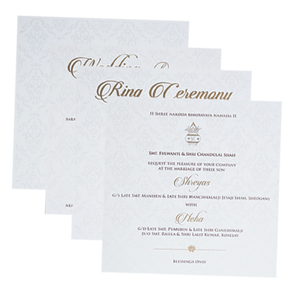 White Embossed Pattern Wedding Card-King of Cards