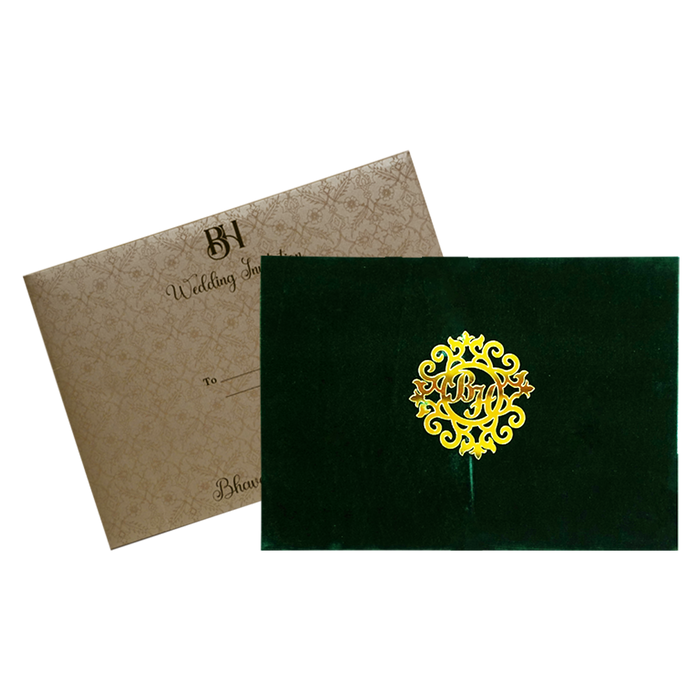 Green Velvet Fabric Invitation-King of Cards