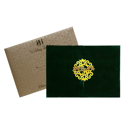 Green Velvet Fabric Invitation-King of Cards