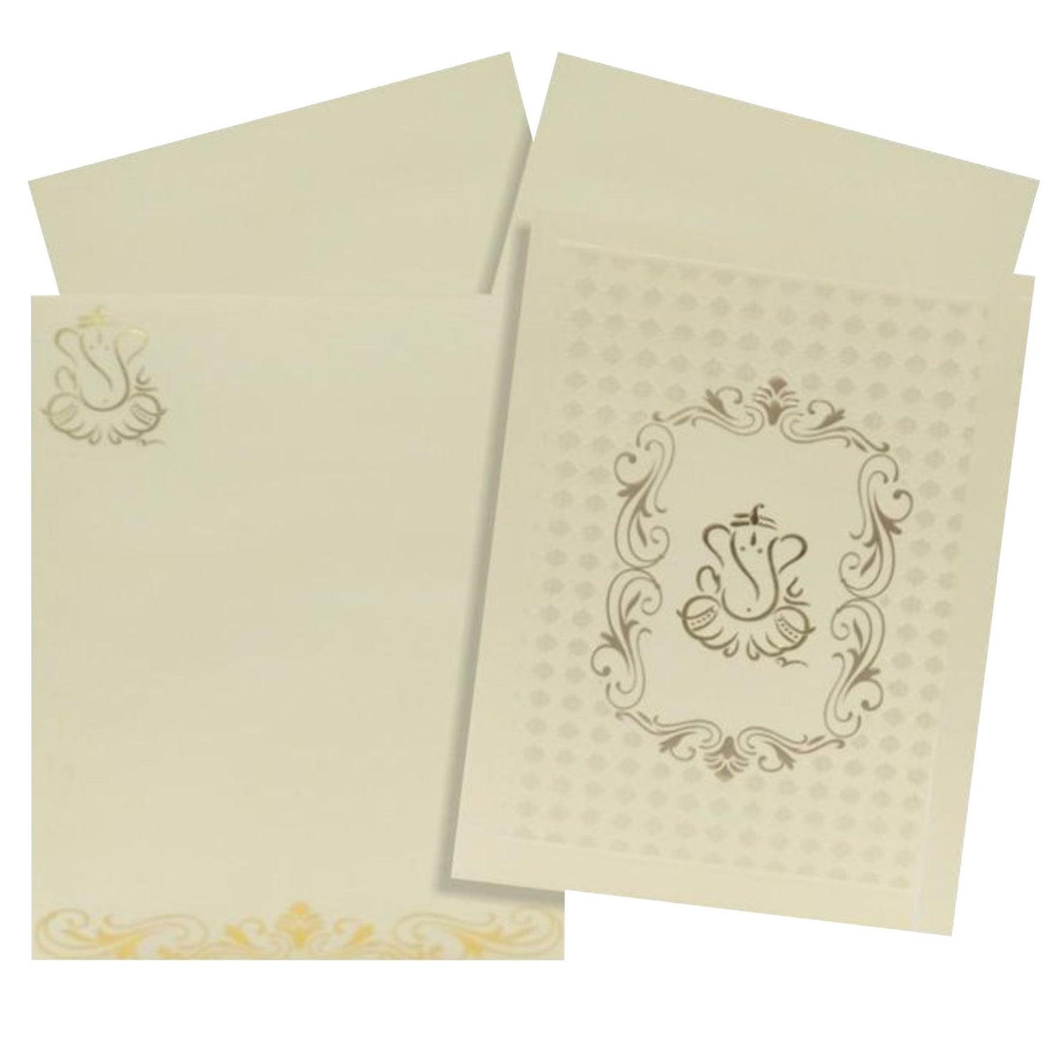 Dashing Cream Shading With Ganesha Wedding Card - KNKV0405