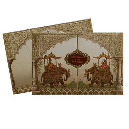 Cream Padded Wedding Invitation Card-King of Cards