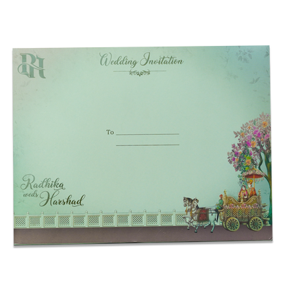 Green Procession Padded Wedding Card - KSI64110